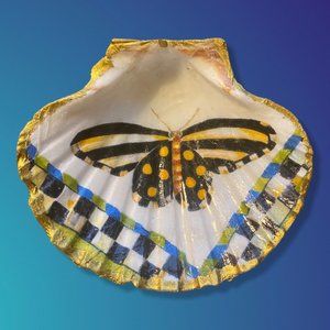 One of a Kind Handmade Decoupaged Clam Shell Trinket Dish